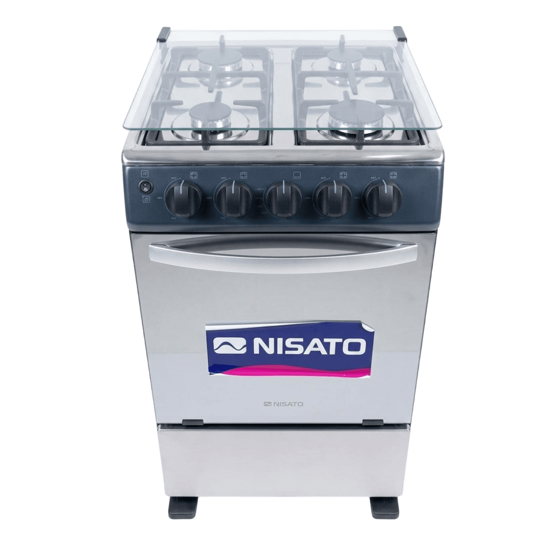 ESTUFAS NISATO NE-2024 D 20 C/TAPA DE VIDRIO 4 QUEMADORES NEGRO | Precio a crédito 52 semanas de