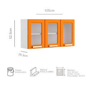 ALACENA DE COLGAR PENSA 4132 3 PUERTAS C/VIDRIO NARANJA | Precio a crédito 52 semanas de - Imagen 2