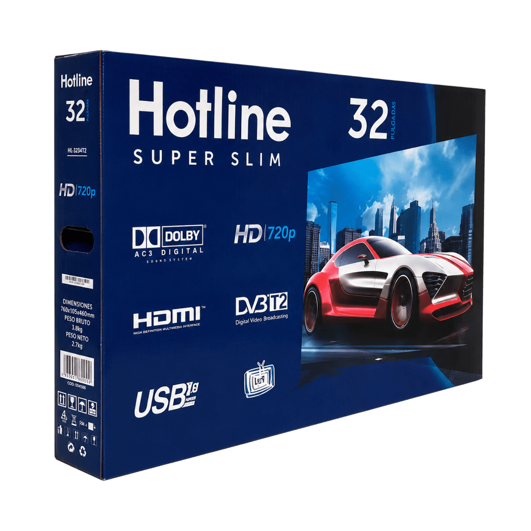 TELEVISORES HOTLINE HL-32S4T2 32''LED BASICO NEGRO | Precio a crédito 52 semanas de