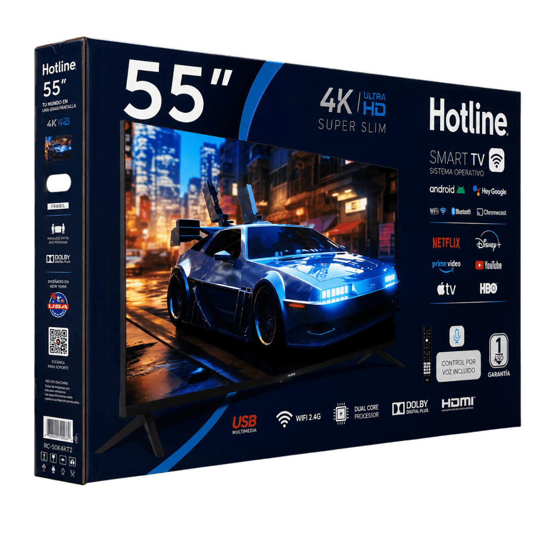 TELEVISORES HOTLINE HL-55S4T2-4K 55''SMART TV 4K NEGRO | Precio a crédito 52 semanas de