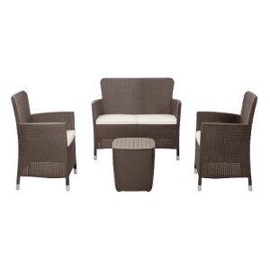 JUEGO DE SALAS MQ CAPRI CONFORT 485-MOCCA 2-1-1 C/MESA Y COJINES MOCCA | Precio a crédito 52 semanas de