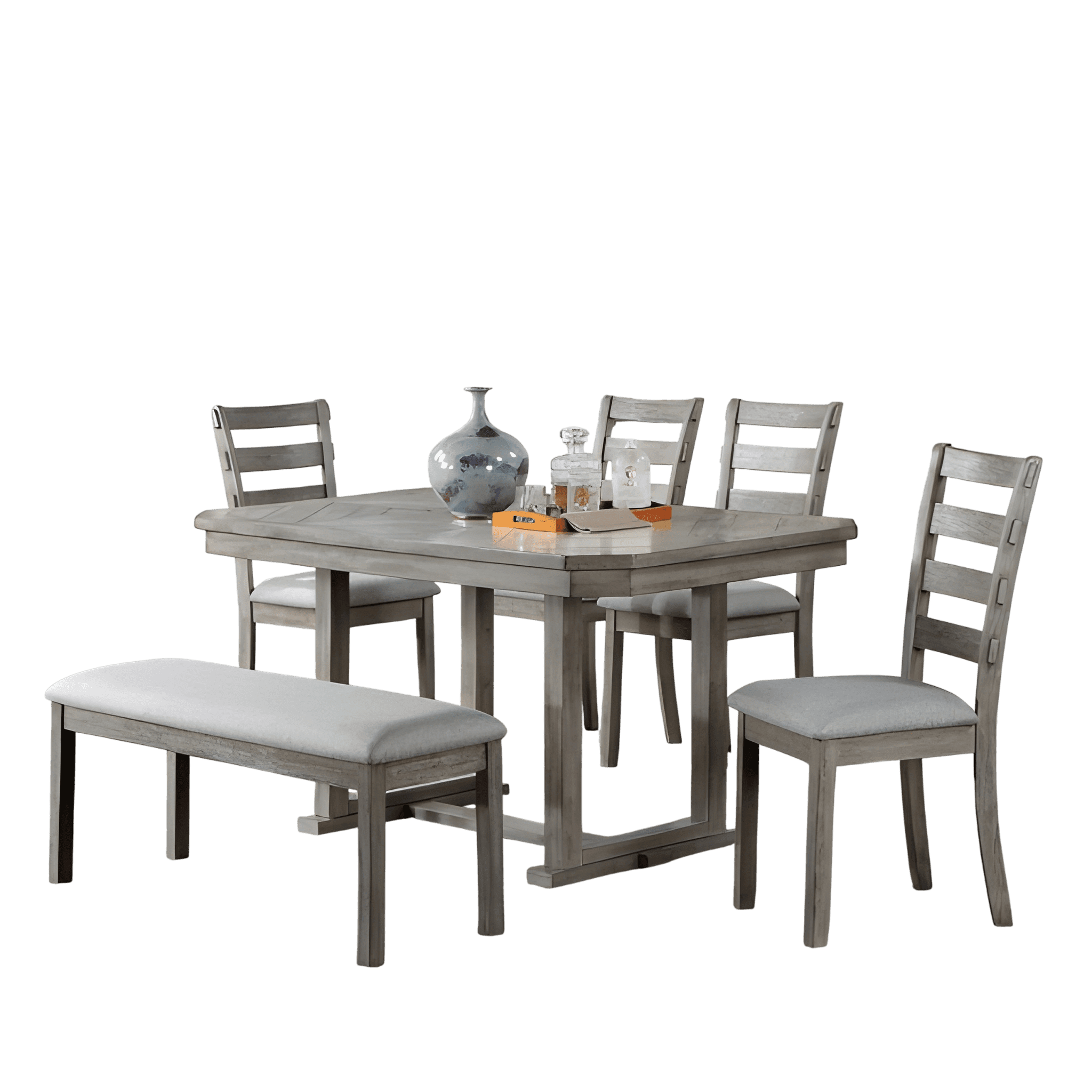 ANTECOMEDORES PENSA KIARA-2024 CM3542GY-T FOA 4 SILLAS 1 BANCA RECTANGULAR GRIS | Precio a crédito 52 semanas de