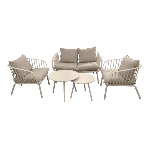 JUEGO DE TERRAZA KENNEDY P2085-0031 2-1-1 CON 2 MESAS Y COJINES BEIGE | Precio a crédito 52 semanas de