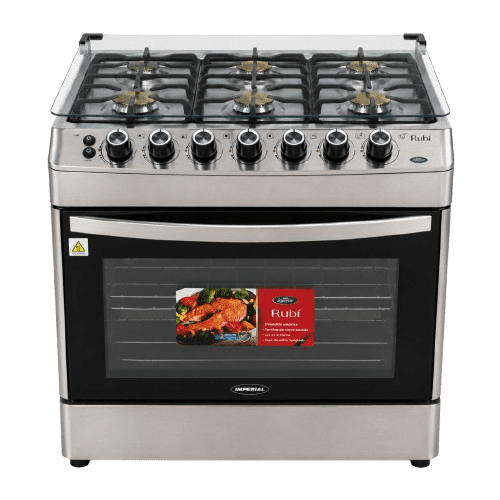 ESTUFAS IMPERIAL RUBI 30'' 6 QUEMADORES C/TAPA DE CRISTAL P/HF GRIS | Precio a crédito 52 semanas de