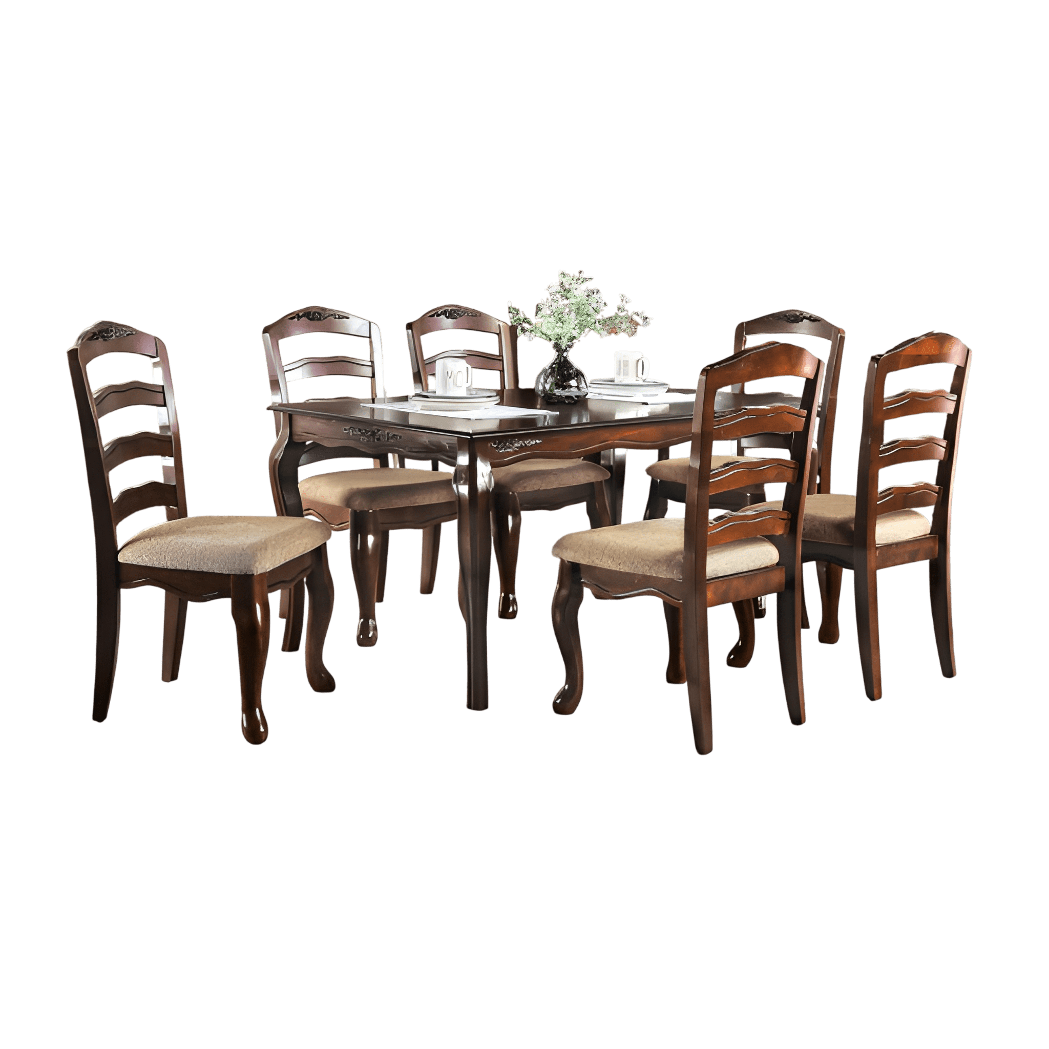 ANTECOMEDORES PENSA NINA-2026 CM3109T-SC FOA 6 SILLAS RECTANGULAR TAPIZADO CHOCOLATE | Precio a crédito 52 semanas de