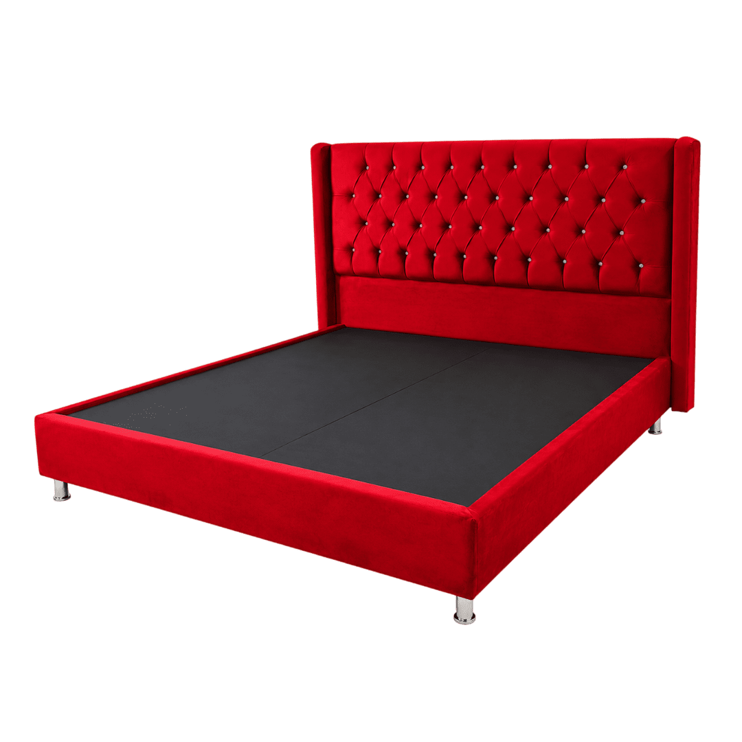 CAMAS EBEN-EZER DIAMANTE 2.00 TAPIZADA ROJO | Precio a crédito 52 semanas de