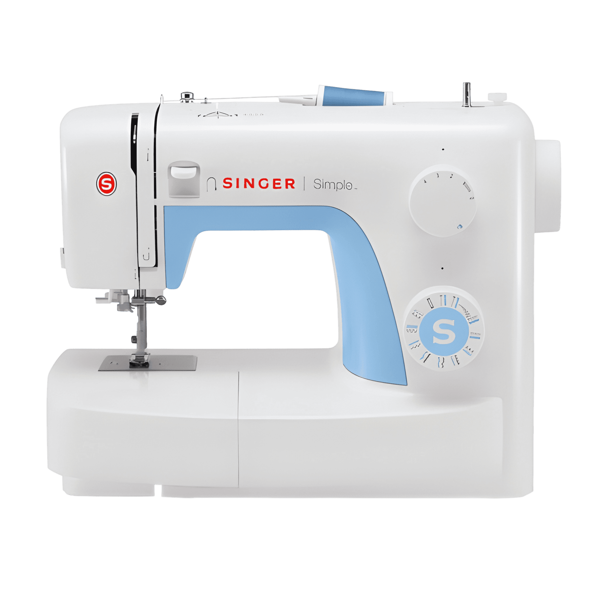 MAQUINA DE COSER SINGER 3221 21 PUNTADAS CONTROL DE LARGO DE PUNTADA BOBINA METALICA SISTEMA VERTICAL BLANCA