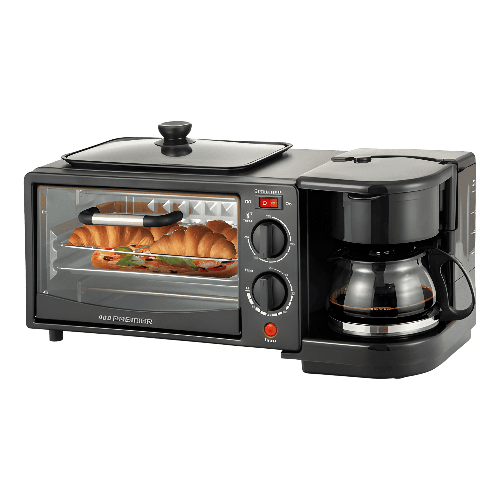 MAQUINA DE DESAYUNO PREMIER ED-9237 3 EN 1 HORNO, CAFETERA Y PLANCHA NEGRO