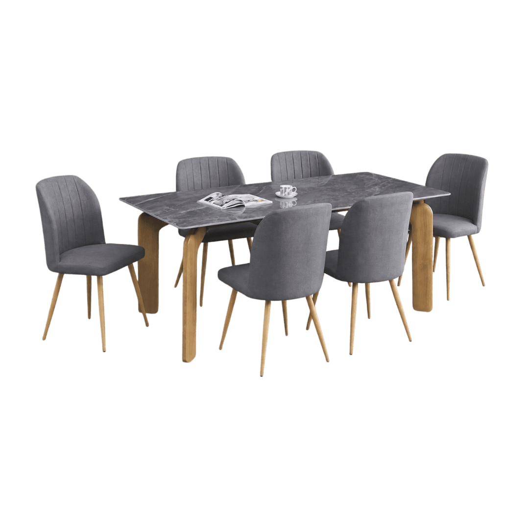 ANTECOMEDORES PENSA DULCE-1816 DN05125/DN05126 6 SILLAS RECTANGULAR GRIS | Precio a crédito 52 semanas de