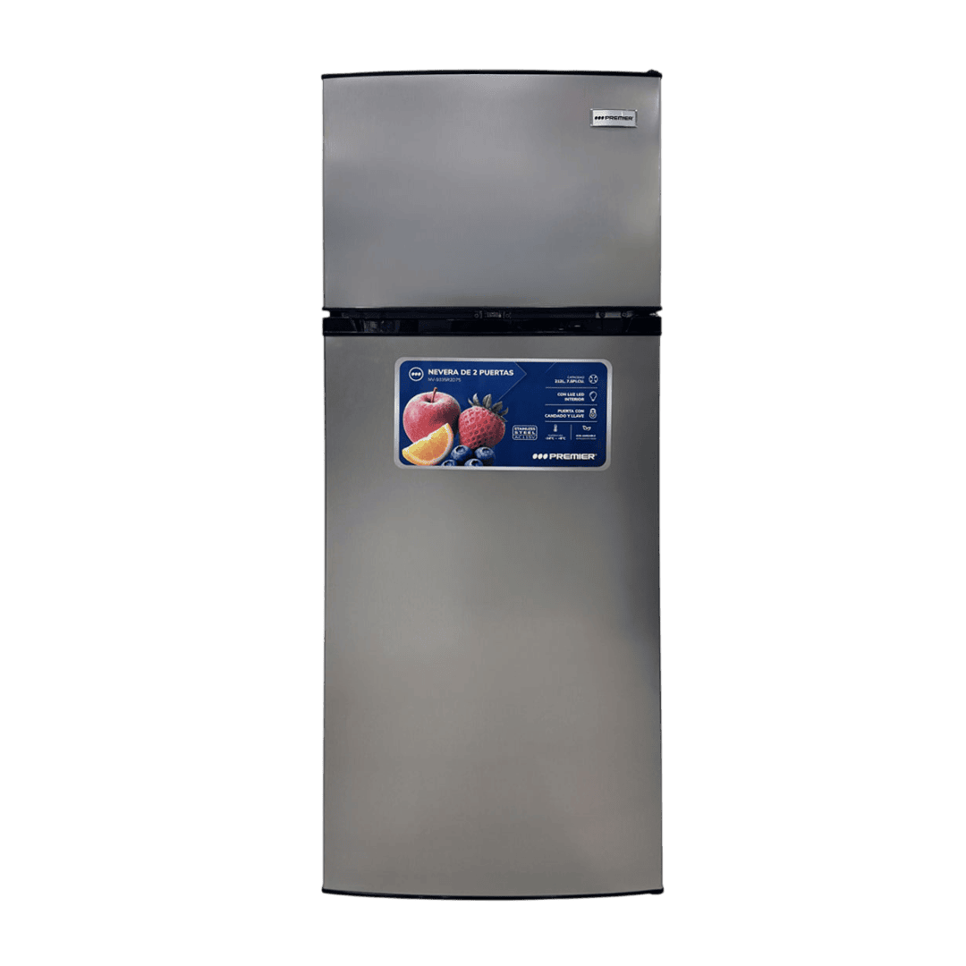 REFRIGERADORA PREMIER NV-9335 7.5 PIES ACERO INOX FROST GRIS | Precio a crédito 52 semanas de