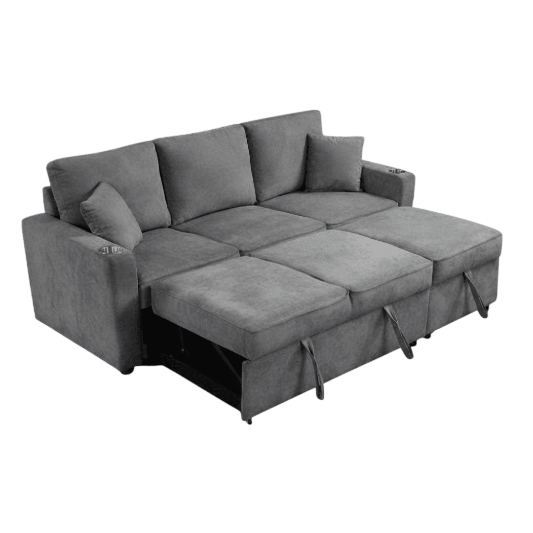 SOFA CAMAS PENSA SOFIA-2621 C/PORTAVASOS GRIS | Precio a crédito a 52 semanas - Imagen 4