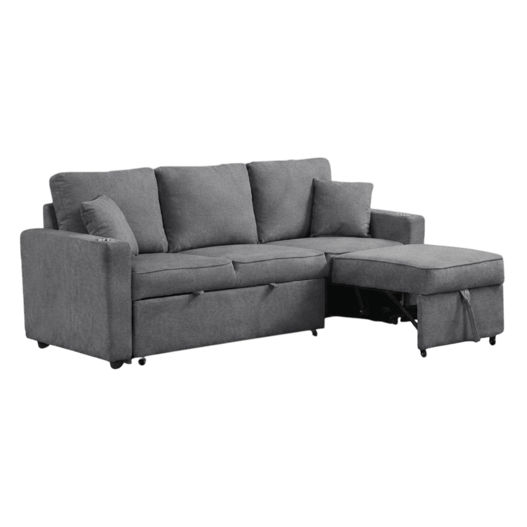 SOFA CAMAS PENSA SOFIA-2621 C/PORTAVASOS GRIS | Precio a crédito a 52 semanas - Imagen 2